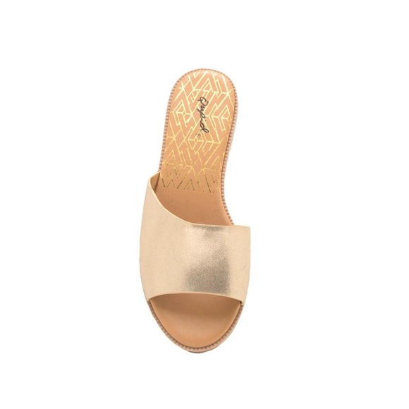 Gold Metallic Slide Sandals Flat Slip On Summer Casual Shoes - Picture 9 of 9